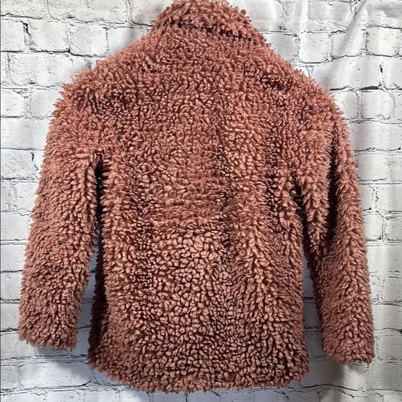 Abercrombie Kids Pink Teddy Jacket Plush Fuzzy Texture - Picture 3 of 9